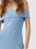 Off-Shoulder Ribbed Midi Sweater Dress