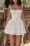 Lace Stitching Corset Ruched Mini Dress