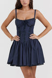 Lace Stitching Corset Ruched Mini Dress