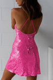 Sequin Crisscross Back Cami Dress