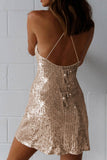 Sequin Crisscross Back Cami Dress