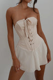 Strapless Tie-up Corset Ruched Dress